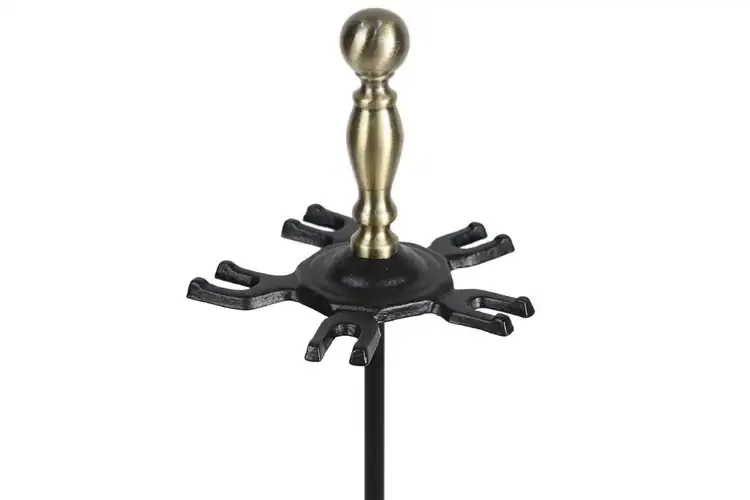 Sutton Fireplace Tool Set in Antique Brass and Black Powder Coated Finish with Ball-end Handle Design
