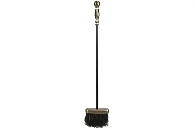 Sutton Fireplace Tool Set Brush in Antique Brass and Black Powder Coated Finish