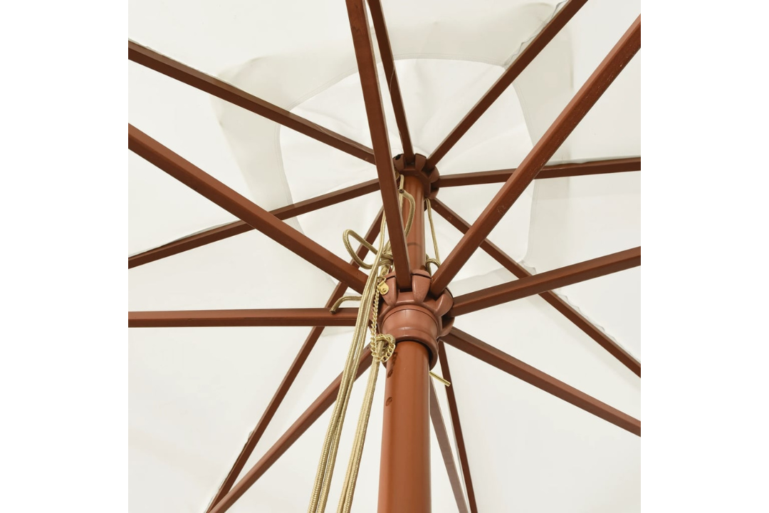 Garden Parasol with Wooden Pole 300x300x273 cm in Sand with Double Pulley System