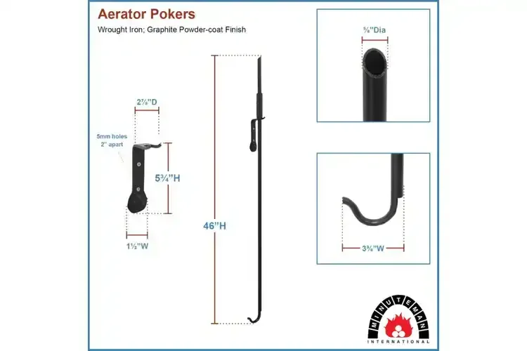 Wrought Iron Aerator Poker in All Black Specification