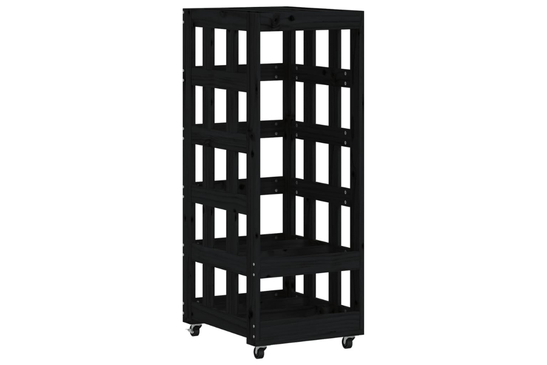 Log Holder with Wheels 40x49x110 cm in Black