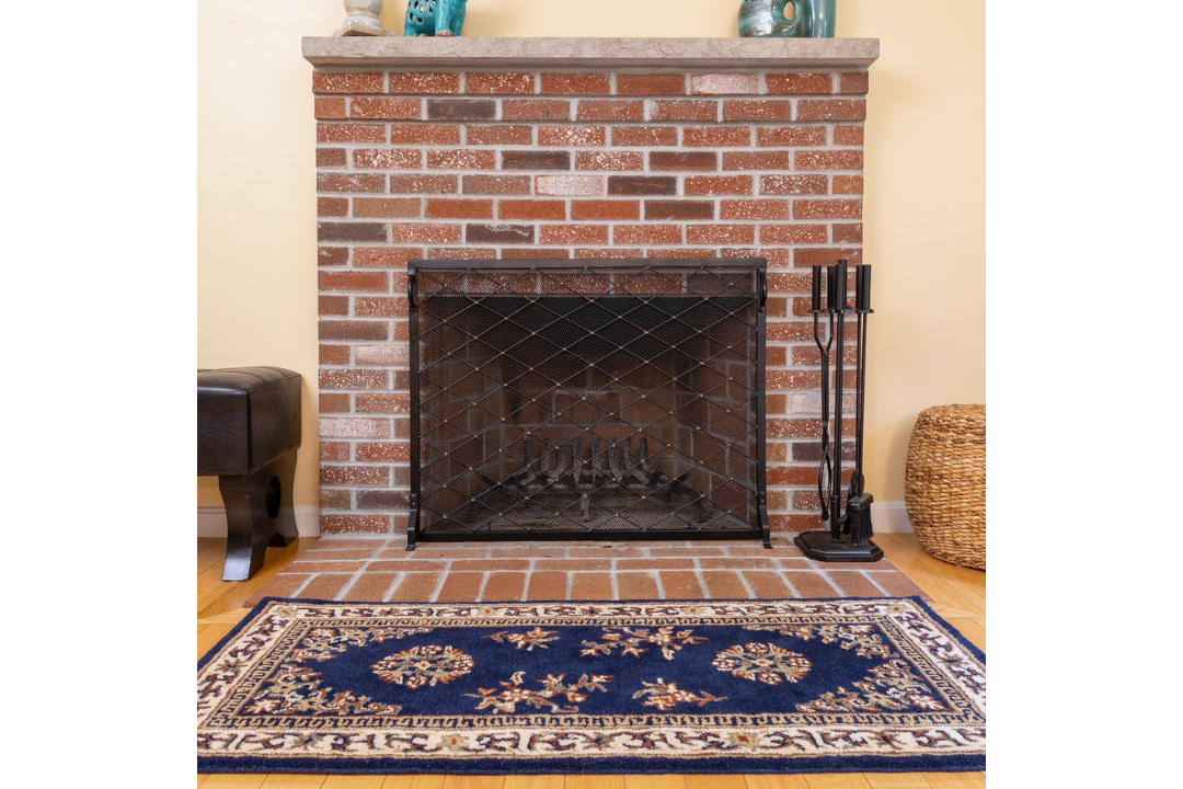 Harlequin Flat Fireplace Screen in 38” x 30” Made of Wrought Iron