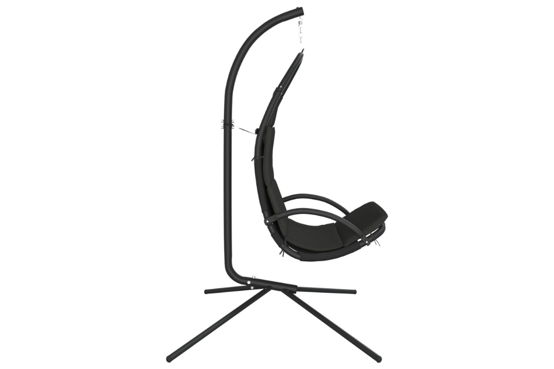 Garden Swing Chair with Cushion Oxford Fabric and Steel in Dark Gray With Ergonomically Curved Seat