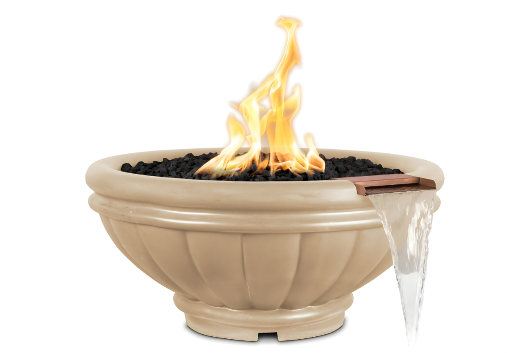 The Outdoor Plus 24" Roma GFRC – Fire & Water Bowl - Vanilla
