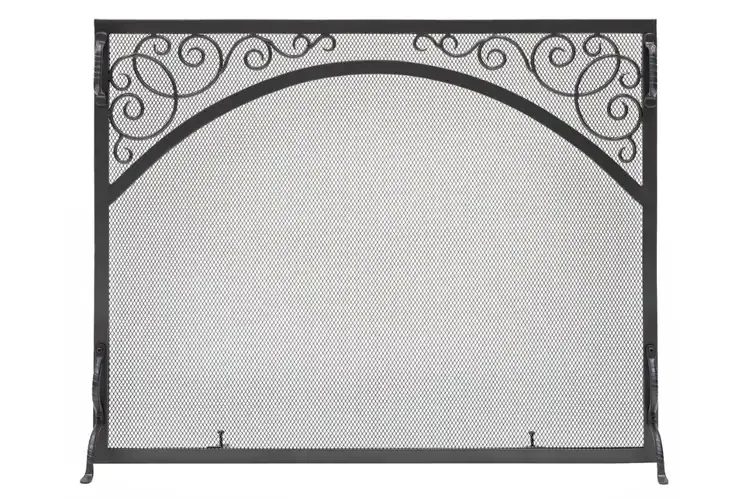 Sterling Flat Fireplace Screen in 38" W x 30" H Made from Wrought Iron