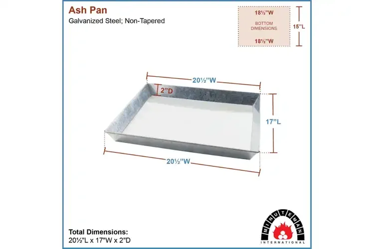 Ash Pan for Small Grates – 24-Gauge Galvanized Steel Specifications