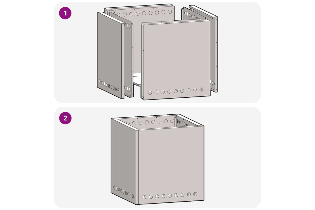 Smokeless Fire Pit Square 48 x 48 x 50 cm in Black Cold-Rolled Steel Easy Assembly
