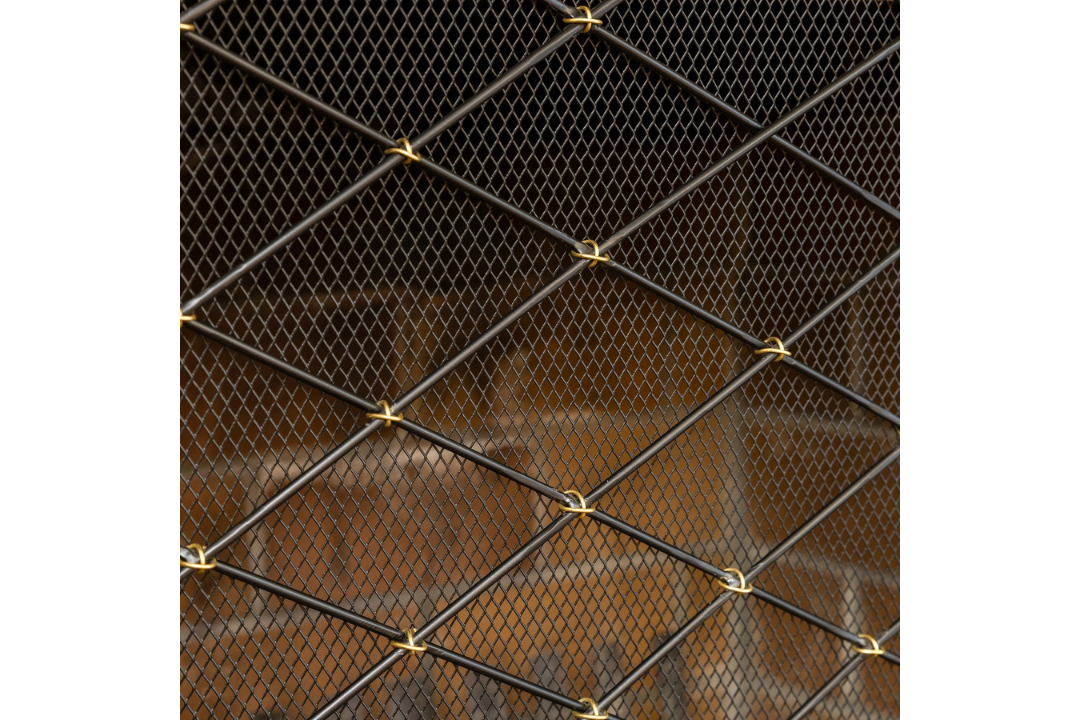Harlequin Flat Fireplace Screen in 38” x 30” with Brass Accent Charm