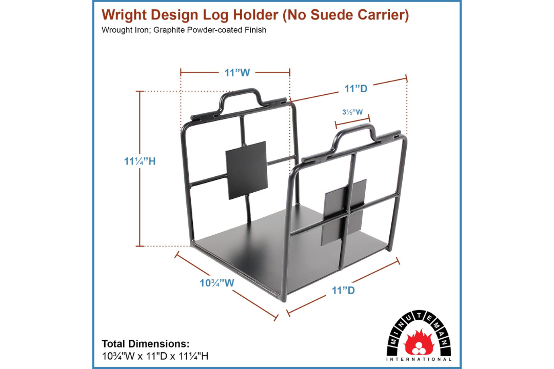 Wright Design Wood Holder with Optional Suede Log Carrier Specifications