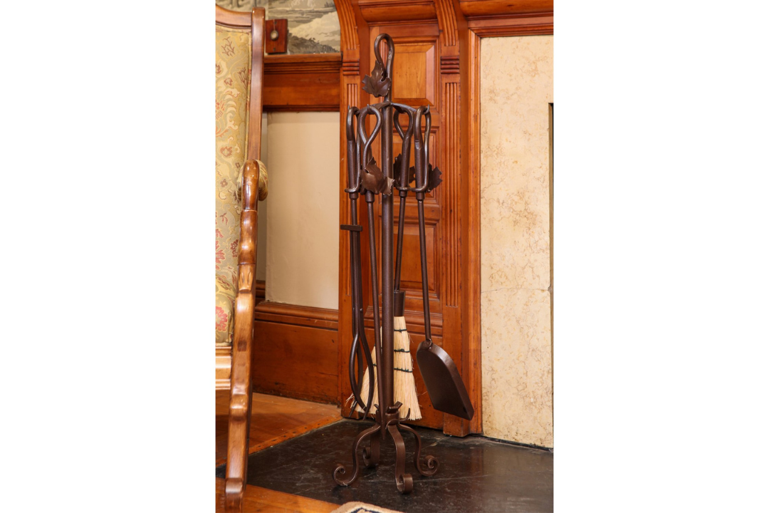 Maple Leaf Fireplace Tool Set – 35” Made from Wrought Iron in Roman Bronze