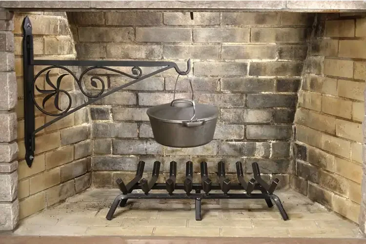 24" Swivel Arm Fireplace Crane – Wrought Iron Hearth Cooking Bracket