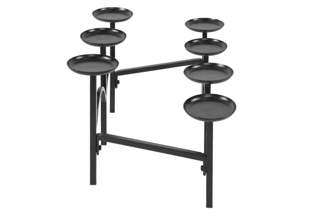 Nordic Hearth Candelabra – Black Wrought Iron Candle Holder with 7 Platforms
