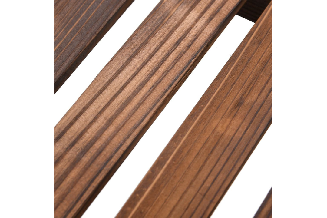 Solid Wood Fir Flower Stand 90 x 25 x 73.5 cm in Carbonized Brown Textured Wood Finish