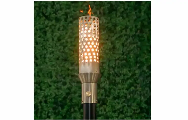 Honeycomb Stainless Steel Gas Tiki Torch Head Lit