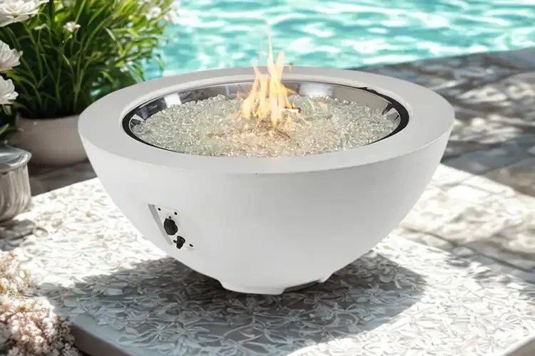 Cove White 42" Round Gas Fire Pit Bowl