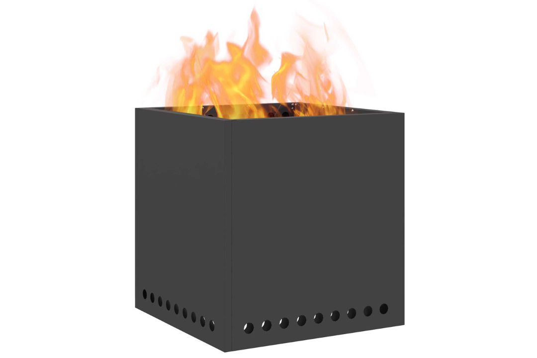 Smokeless Fire Pit Square 48 x 48 x 50 cm in Matte Black Cold-Rolled Steel