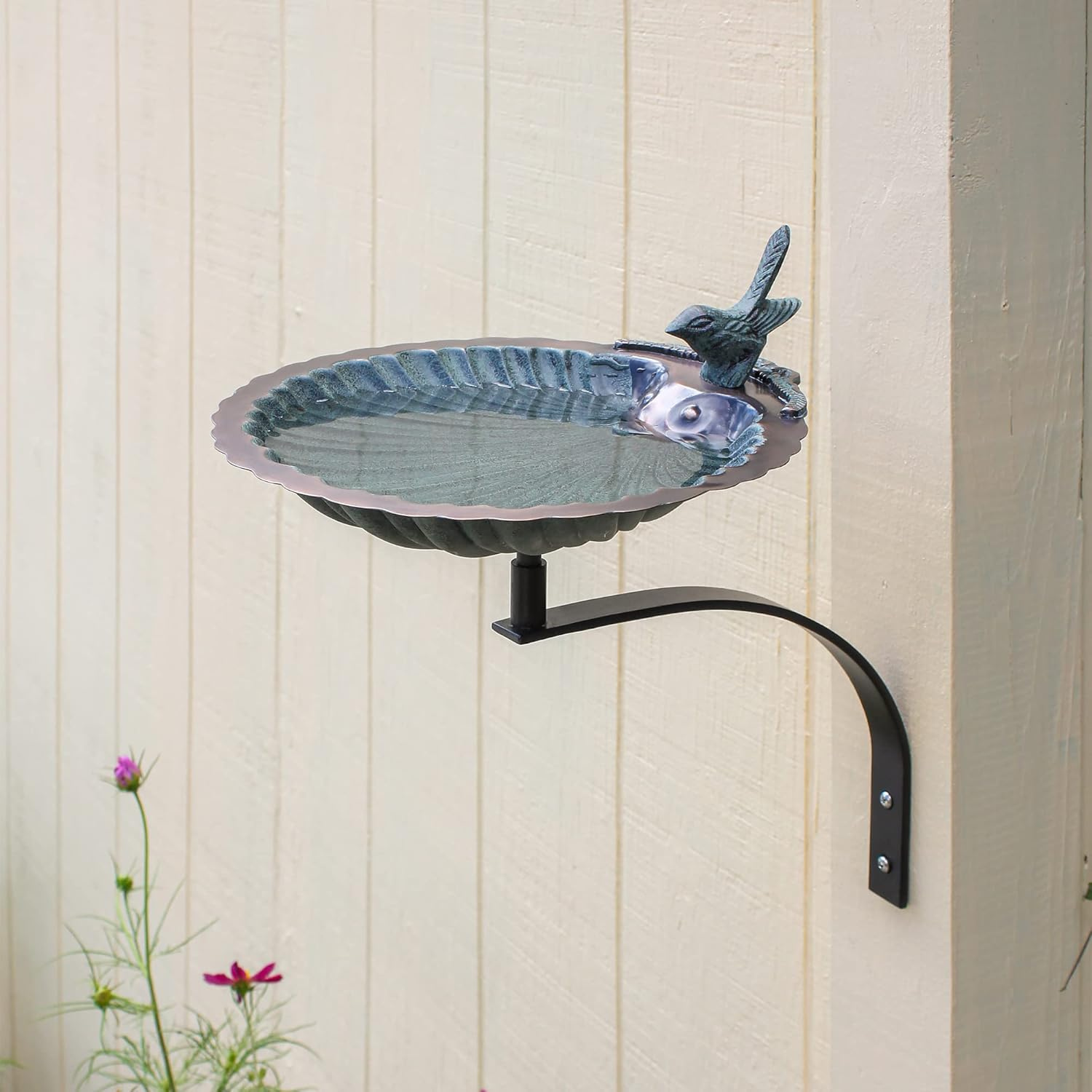 Scallop Shell Birdbath & Wall Mount Bracket