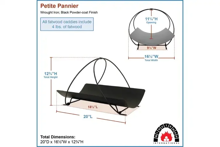 Petite Panier Log Basket – Wrought Iron Fireplace Wood Holder Specifications