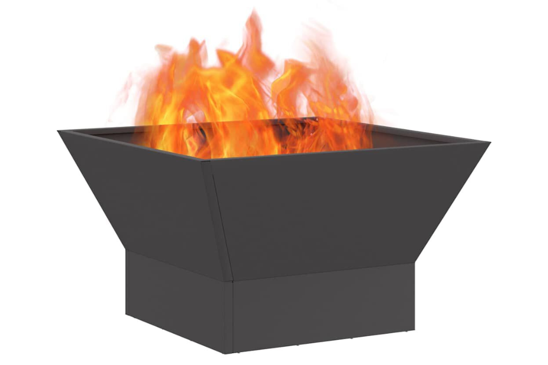 Fire Pit Square 60 x 60 x 35 cm in Matte Black Cold-Rolled Steel