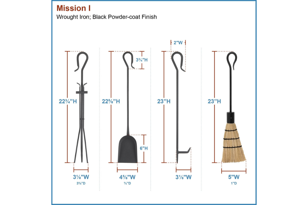 26 Inch Mission Style Fireplace Wood Holder with Tools – Wrought Iron Firewood Rack Detailed Information