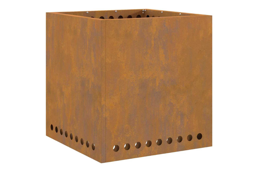 Smokeless Fire Pit Square 48 x 48 x 50 cm in Rusty Brown
