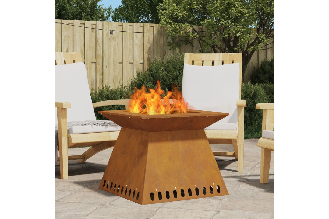 Fire Pit 60 x 60 x 50 cm in Rusty Brown Weathering Steel