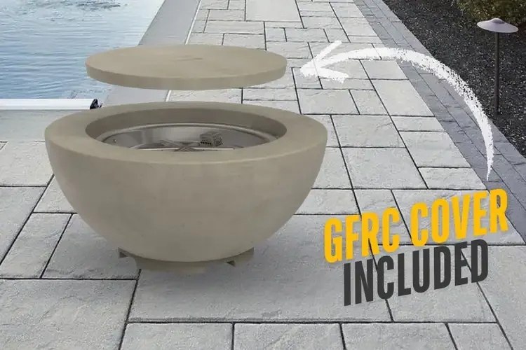 American Fyre Designs 32" Chat Gas Fire Bowl with Gfrc Cover