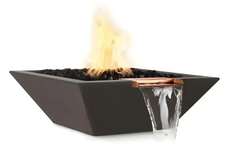 24" Maya Fire & Water Bowl GFRC Concrete - Chocolate
