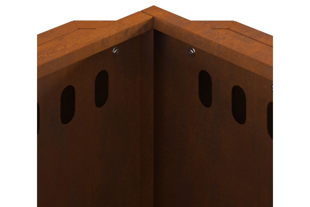 Minimalist Smokeless Fire Pit 38 x 38 x 51 cm in Rusty Brown Weathering Steel