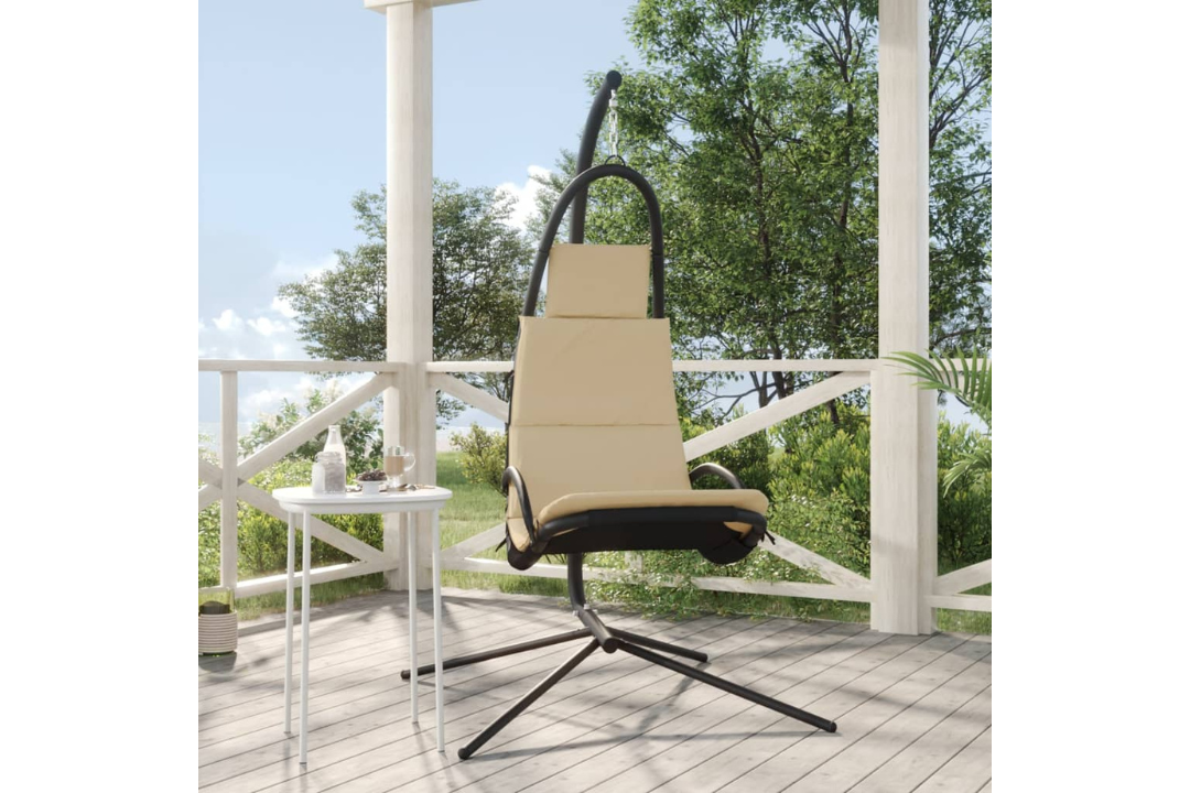Garden Swing Chair with Cushion Oxford Fabric and Steel in Cream