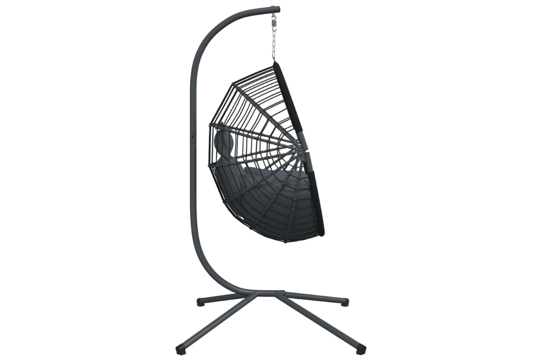 Lightweight Hanging Egg Chair with Stand – Anthracite Rattan & Steel