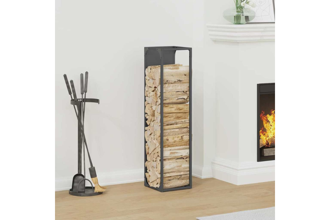 Firewood Rack 25 x 25 x 100 cm in Anthracite Made of Cold-Rolled Steel