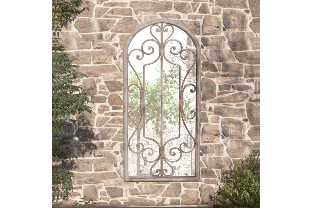 Rustic Outdoor Only Garden Mirror 100 x 45 cm in Sand Made with Iron and Glass