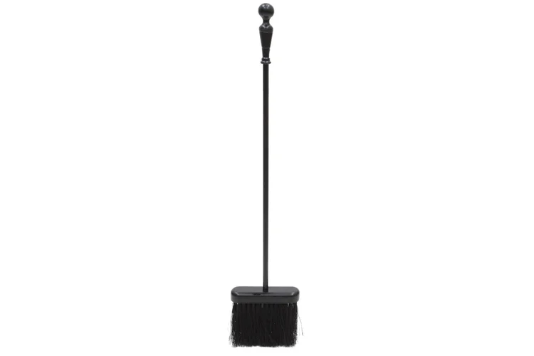 Plymouth Fireplace Tool Set – Cast & Wrought Iron, Black Powder-Coated Brush in Rectangular Base