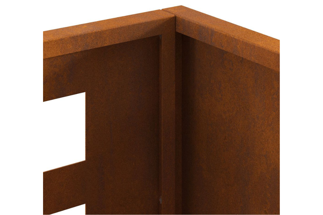 Heavy-Duty Fire Pit Rectangular 50 x 30 x 40 cm in Rusty Brown Weathering Steel