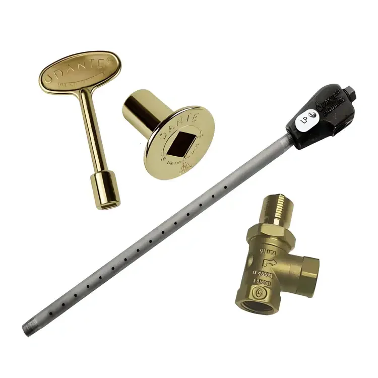 LP 17" Log Lighter Combo Pack  With Angled Ball Valve And 3 ” Brass Key And Floor Plate
