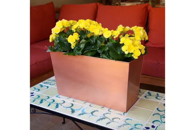 SOLARIA Copper-Plated Tall Flower Box for your Living Room, Patio, and Backyard