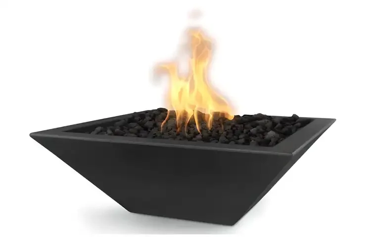 The Outdoor Plus Square Maya Fire Bowl – Durable GFRC Concrete Design