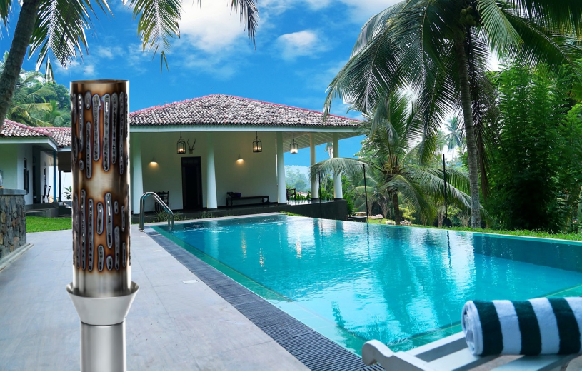 Bamboo Forest Electronic Ignition Gas Tiki Torch Manor House With Pool