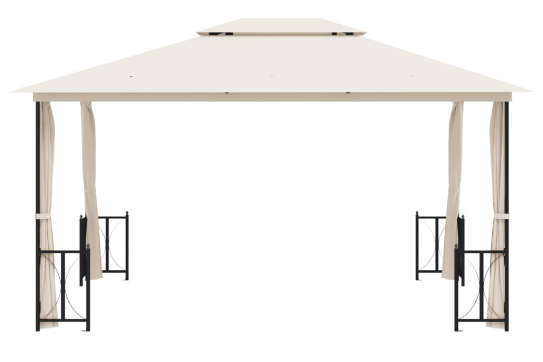 Gazebo with Sidewalls & Double Roofs in Cream 3 x 4 m with Powder Coated Steel Frame