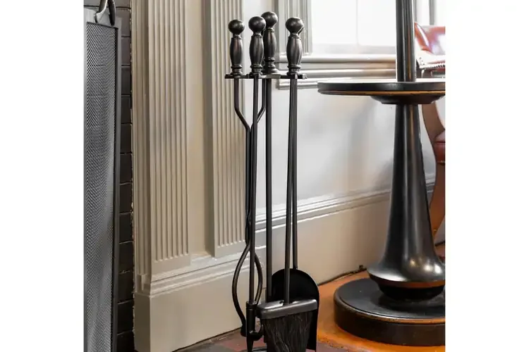 Acton Fireplace Tool Set – 30" Cast & Wrought Iron with Stand