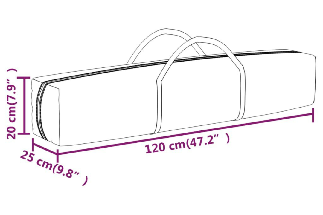 Folding Party Tent 3 x 6 m in Blue with 210D Oxford Fabric with Silver Coating and Bag Specifications