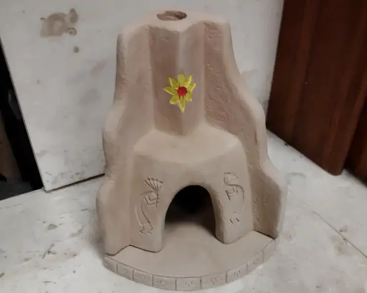 Southwest Style Corner Fireplace Incense Burner - Room Setting