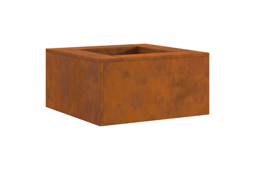 Square Fire Pit 60 x 60 x 30 cm in Rusty Brown