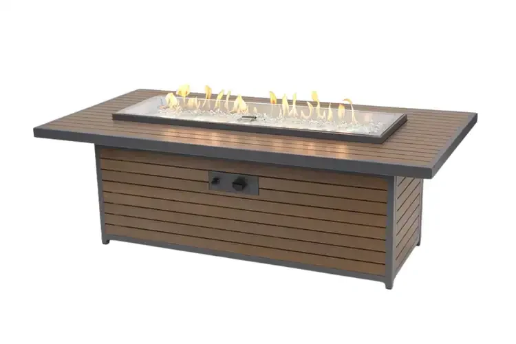 Kenwood and Brooks Umber Brown 61" Linear Chat Height Gas Fire Pit Table