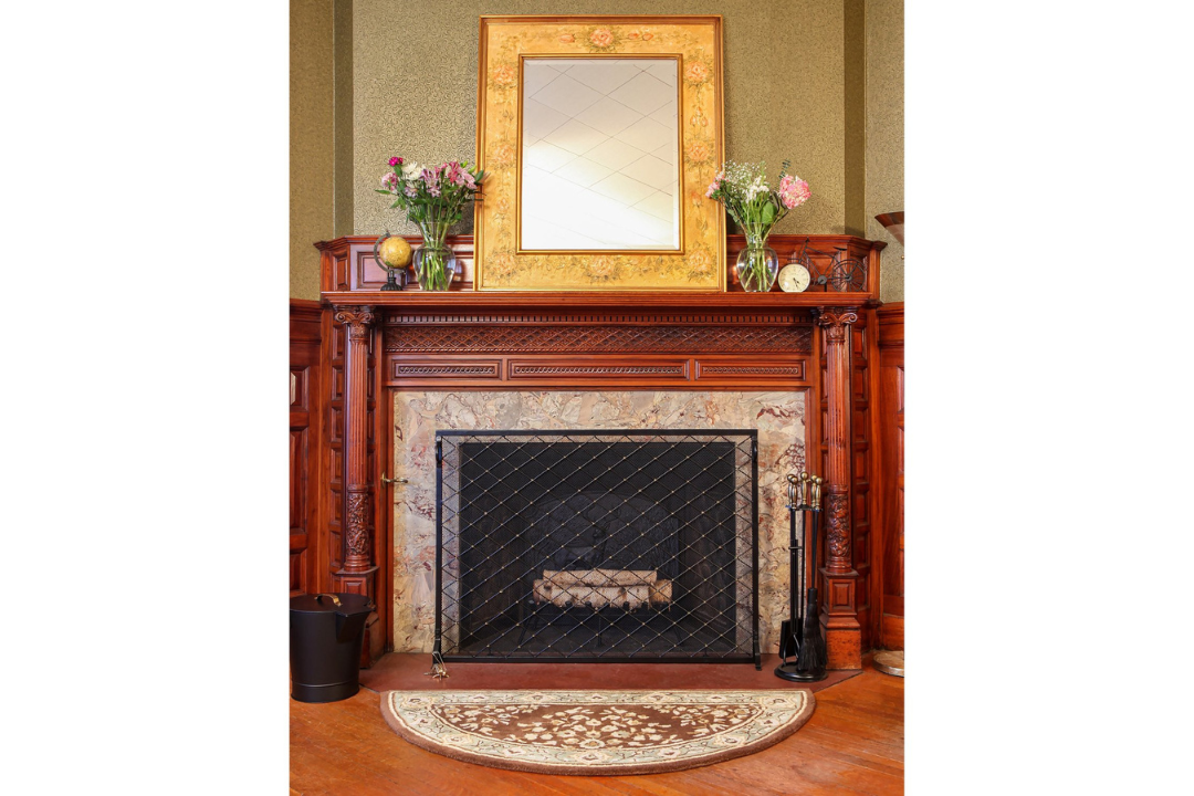 Harlequin Flat Fireplace Screen in 50” x 36” with Brass Accent