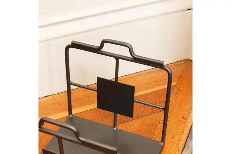 Wright Design Wood Holder with Optional Suede Log Carrier with Squared-off Handles