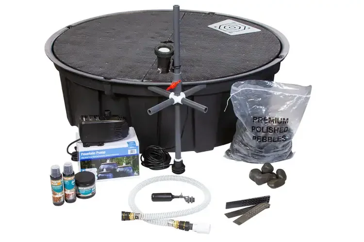 Sienna Fountain Kit with LED Light and Polished Pebbles – Outdoor Water Feature Kit