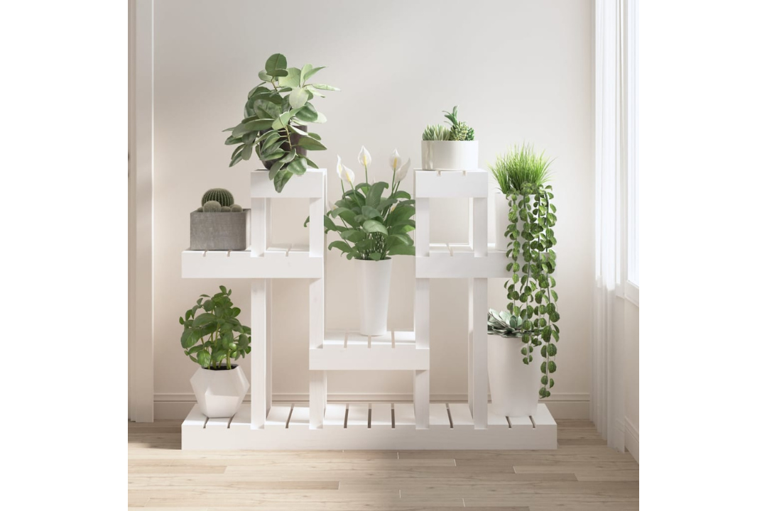 Plant Stand Multi-Tier Shelf for Indoor & Outdoor Plants 104.5x25x77.5 cm in White