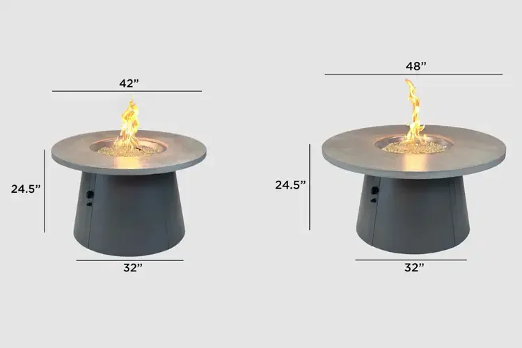 Cirvalo Relic Gray Round Gas Fire Pit Table Dimension